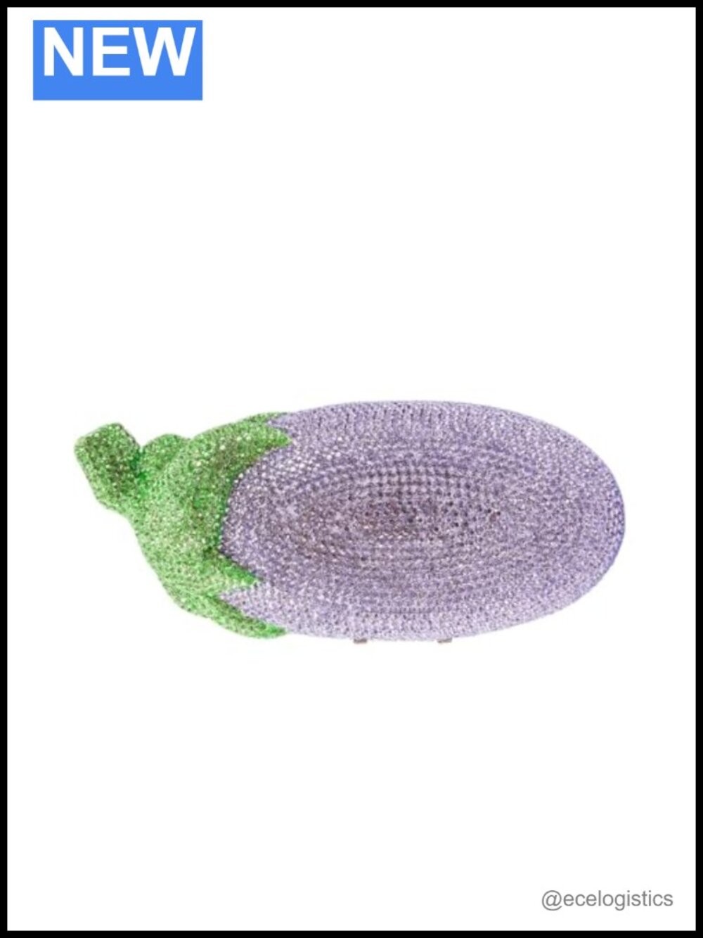 Rhinestone Eggplant Shape Clutch Purse Novelty Crystal Evening Bag with